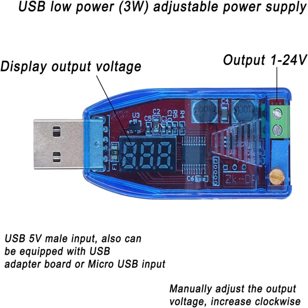 DC-DC USB Adjustable Power Supply Voltage Regulator Module 5V to 3.3V 9V 12V 24V