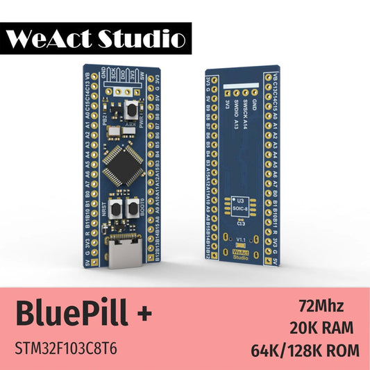 WeAct Studio BluePill Plus (STM32F103C8T6) Dev Board with Type-C Port (Original Chip)