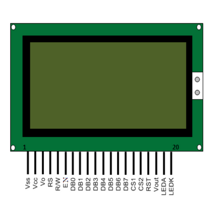 128x64 Yellow/Green Graphic LCD display module (JHD12864E)