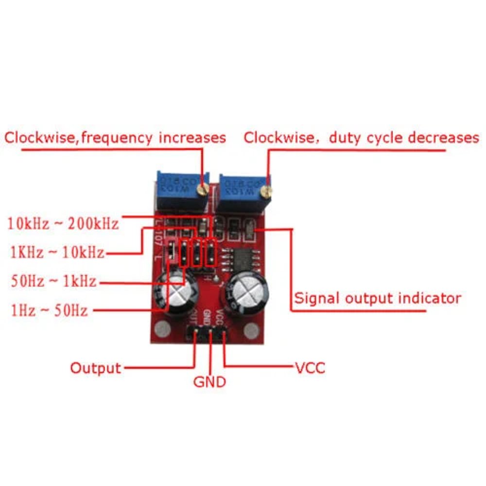 NE555 Adjustable Pulse Frequency Duty Cycle Square Wave Signal Generator